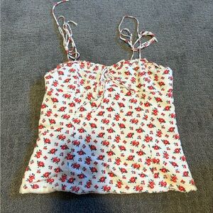 Zara Cream Bustier Camisole with Tie Front